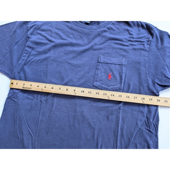 Vintage Polo Ralph Lauren Shirt Medium Blue Pocket Short Sleeve T-Shirt USA Made - Picture 4 of 6